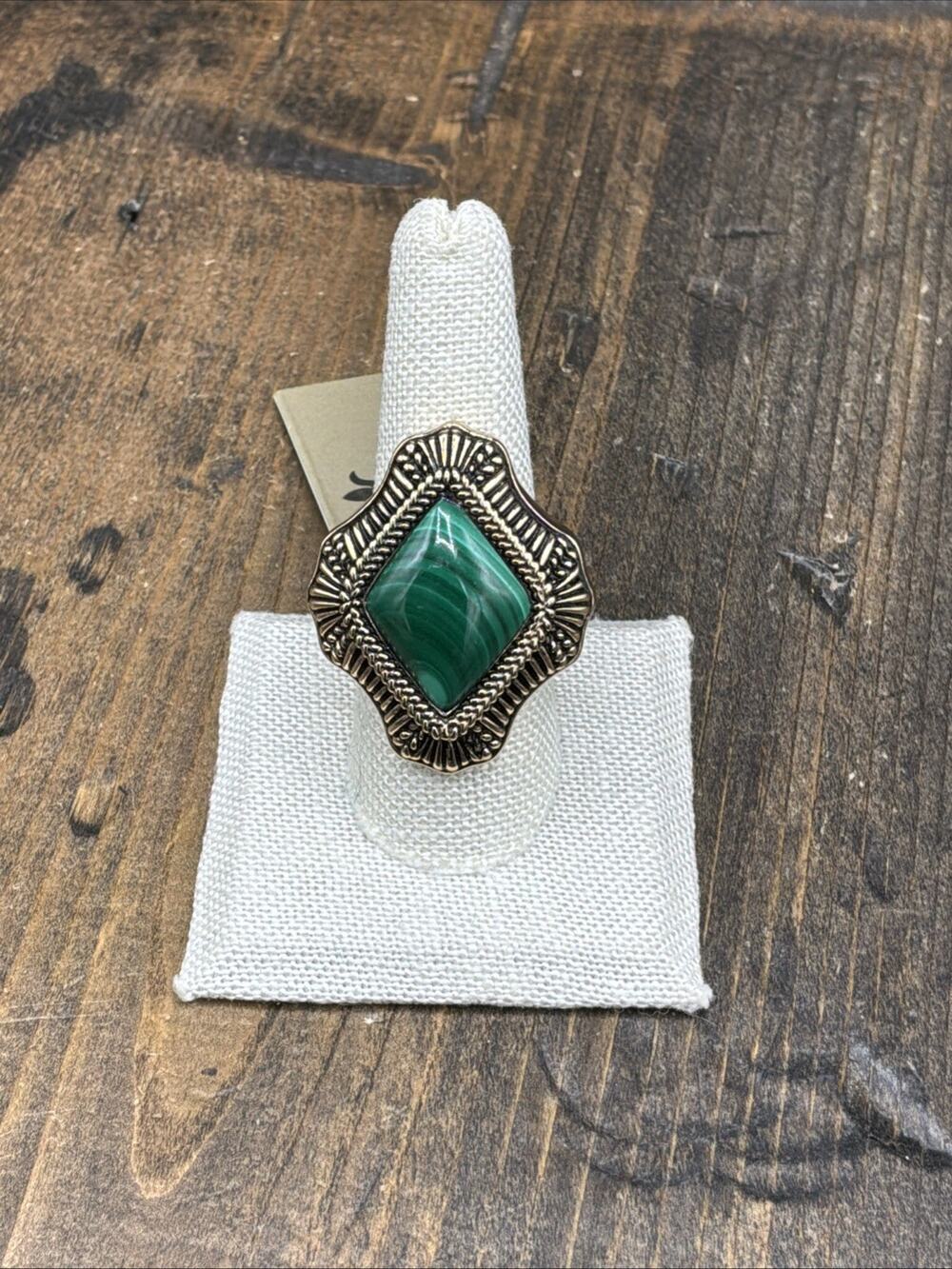 Barse Bewitched Ring- Statement-Malachite- Bronze-9.5- NWT